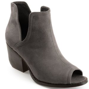 Faux Suede Side-slit Peep-toe Ankle Booties